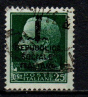 1944 Repubblica Sociale: "imperiale" Soprastampata 25 Cent. Usato - Used