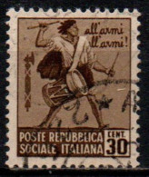 1944 Repubblica Sociale: Monumenti Distrutti - 2ª Emis. 30 Cent. Senza Filigrana - Used