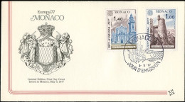 Europa CEPT 1977 Monaco FDC1 Y&T N°1101 à 1102 - Michel N°1273 à 1274 - 1977