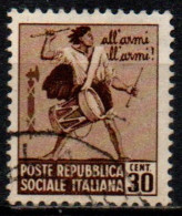 1944 Repubblica Sociale: Monumenti Distrutti - 1ª Emis. 30 Cent. Con Filigrana - Oblitérés