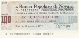 MINIASSEGNO BANCA POPOLARE NOVARA 100 L. LUIGI BOSCA (A410---FDS - [10] Chèques