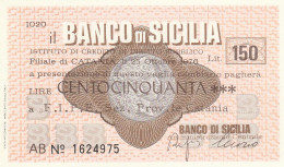 MINIASSEGNO BANCO DI SICILIA 150 L. FIPE (A348---FDS - [10] Scheck Und Mini-Scheck