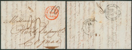 Précurseur - LAC De Londres (9/10/1837) Port "24" > Cognac (France) + En Rouge "Angleterre Par Calais". TB - ...-1840 Prephilately