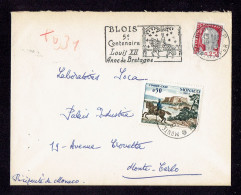 MONACO FRANCE - GUERRE DES DOUANES - ENV TP DECARIS OB BLOIS LOIR ET CHER 19/2/63 + TAXE MONACO - TB - Cartas & Documentos