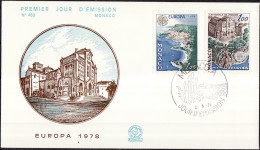 Europa CEPT 1978 Monaco FDC2 Y&T N°1139 à 1140 - Michel N°1319A à 1320A - 1978