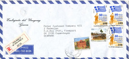 Greece Registered Air Mail Cover Sent To Denmark 28-3-1996 Topic Stamps (from The Embassy Of Uruguay Greece) - Covers & Documents