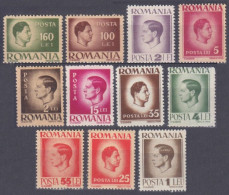 1945 Romania 930-934,938,942-943,946,951,953 King Michael I - Unused Stamps