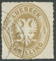 LÜBECK 12 O, 1863, 4 S. Mittelolivbraun, Pracht, Signiert, Mi. 130.- - Lübeck
