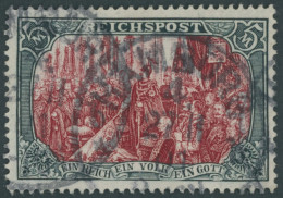 Dt. Reich 66II O, 1900, 5 M. Reichspost, Type II, Leichte Bugspur Sonst Pracht, Mi. 500.- - Gebruikt