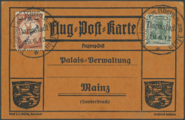 Dt. Reich IV BRIEF, 1912, 1 M. Auf 10 Pf. Gelber Hund Auf Flugpostkarte Mit Sonderstempel Darmstadt 19.6.12, Pracht - Brieven En Documenten