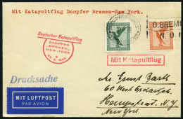 KATAPULTPOST 16b BRIEF, 25.6.1930, &quot,Bremen&quot, - New York, Seepostaufgabe, Drucksache, Prachtbrief - Brieven En Documenten