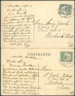 KAMERUN 21 BRIEF, 1912/3, 5 Pf. Grün, Mit Wz., Mit Seepoststempeln LINIE HAMBURG WESTAFRIKA (LII Und XXXII) Auf Ansichts - Kameroen