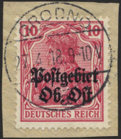 POSTGEBIET OB.OST 5b BrfStk, 1916, 10 Pf. Karmin, Prachtbriefstück, Gepr. Hey, Mi. 90.- - Andere & Zonder Classificatie