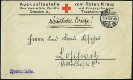 FELDPOST I.WK 1916, Vordruckbrief Der Auskunftsstelle Vom Roten Kreuz In Dresden, Violetter L1 Heeressache, Rückseitiges - Brieven En Documenten