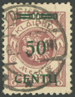 MEMELGEBIET 173BI O, 1923, 50 C. Auf 500 M. Graulila, Type BI, Pracht, Gepr. Haslau - Memelland 1923