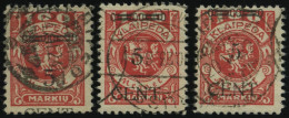 MEMELGEBIET 180I-III O, 1923, 5 C- Auf 100 M. Dunkelrosa, Type I-III, 3 Werte Feinst/Pracht, Gepr. Huylmans - Memelland 1923