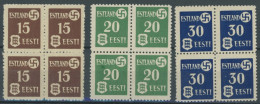 ESTLAND 1-3x VB , 1941, Landespost, Gestrichenes Papier, In Viererblocks, Postfrisch, Pracht, Mi. 240.- - Bezetting 1938-45