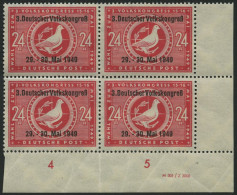 ALLGEMEINE-AUSGABEN 233IIDV3 , 1949, 24 Pf. 3. Volkskongreß, Aufdruck-Type II, Mit Druckereivermerk M 301/Z 3202 Im Vier - Andere & Zonder Classificatie