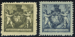 LIECHTENSTEIN 48/9B , 1921, 5 Rp. Schwarzbräunlilcholiv Und 71/2 Rp. Schwarzblau, Gezähnt L 121/2, Postfrisch, 2 Prachtw - Autres & Non Classés