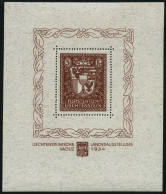 LIECHTENSTEIN Bl. 1 , 1934, Block Landesausstellung, Pracht, Fotoattest Marxer, Mi. 2600.- - Andere & Zonder Classificatie