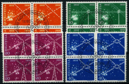SCHWEIZ BUNDESPOST 566-69 VB O, 1952, 100 Jahre Elektrisches Nachrichtenwesen In Viererblocks Mit Zentrischen Ersttagsst - Used Stamps