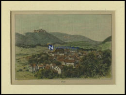 BAD URACH, Gesamtansicht, Kolorierter Holzstich Um 1880 - Prenten & Gravure