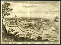 KIEL-FRIEDRICHSORT, Prospect Der Vestung Christian Pries An Der Ostsee, Kupferstich Von Merian Um 1645 - Estampes & Gravures