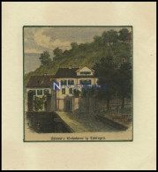 TÜBINGEN: Uhland`s Wohnhaus, Kolorierter Holzstich Um 1880 - Estampes & Gravures