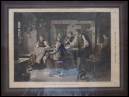 An Die Unrechte Adresse, (Familienszene), Kolorierter Holzstich Nach Vollmar Um 1880 - Lithografieën