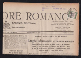 Vatikan Vatican 1935 Newspaper 12½c To NULAND Netherlands L'OSSERVATORE ROMANO Unusual - Brieven En Documenten