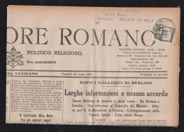 Vatikan Vatican 1935 Newspaper 12½c To NULAND Netherlands L'OSSERVATORE ROMANO Unusual - Lettres & Documents