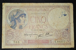 FRANCE- 5 FRANCS 1940. - 5 F 1917-1940 ''Violet''