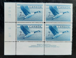 Canada 1952 Plate Block MNH Sc 320**  7c Wildlife, Canada Goose - Unused Stamps