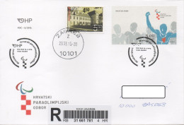 Croatia 2015, Michel 1169, Handisport, Croatian Paralympic Committee, Uprated  Registered FDC, Stamp + Vignette - Sport Voor Mindervaliden
