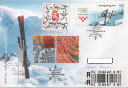 Croatia 2018, Michel 1302, Olympic Games PyeongChang, Uprated Registered FDC, Stamp + Vignette - Inverno 2018 : Pyeongchang