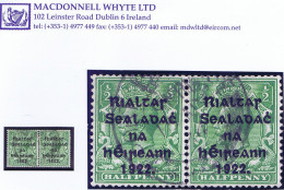 Ireland 1922 Harrison Rialtas 5-line Coils ½d Green Horizontal Pair Fine Used 1924 PORT LAOIGHISE Cds - Oblitérés