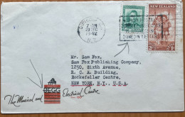 NEW ZEALAND 1942, COVER USED TO  SAM FOX PUBLISHING USA, ADVERTISING, THE MUSICAL & ELECTRICAL CENTER,  DUNEDIN CITY MAC - Covers & Documents