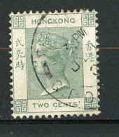 H-K  Yv. N° 34 ; SG N° 56 Fil CA (o)  2c Vert-gris  Victoria  Cote  1 Euro BE   2 Scans - Usados