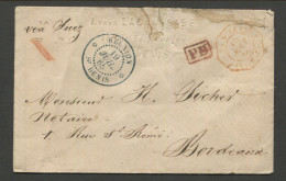 Réunion Lettre De 1863 Cachet Suez à En-tête De Louis Lacaussade Pour Bordeaux - Cartas & Documentos