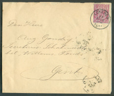 N°46 - 10c. Carmin Perforé G.M. , Obl; Sc LOKEREN Sur Lettre Du 27 Février 1891 Vers Gand.  - 21823 - 1884-1891 Leopoldo II