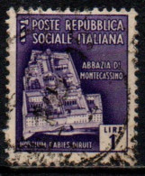 1944 Repubblica Sociale: Monumenti Distrutti - 2ª Emissione Lire 1 Usato - Afgestempeld