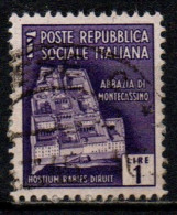 1944 Repubblica Sociale: Monumenti Distrutti - 2ª Emissione Lire 1 Usato - Afgestempeld