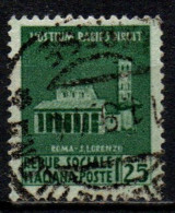 1944 Repubblica Sociale: Monumenti Distrutti - 1ª Emissione 25 Cent. Usato - Oblitérés
