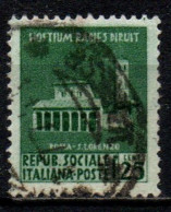 1944 Repubblica Sociale: Monumenti Distrutti - 1ª Emissione 25 Cent. Usato - Oblitérés