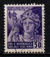 1944 Repubblica Sociale: Monumenti Distrutti - 2ª Emissione 50 Cent. Usato - Used