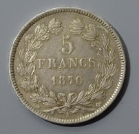 Rareté , 5 Francs 1870 A  , CERES SANS LEGENDE , Etat Superbe - 1870-1871 Kabinett Trochu