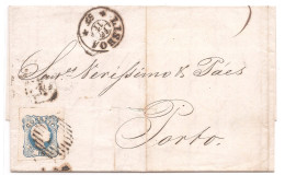 Portugal, 1857, # 12, Lisboa-Porto, Corte Desinfecção - Brieven En Documenten