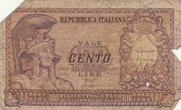 BANCONOTA ITALIA BIGLIETTO DI STATO REPUBBLICA L.100 F (RY5040 - 100 Liras