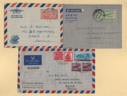 Inde - Lot De 2 Aerogrammes + 1 Lettre - Brieven En Documenten