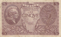 BIGLIETTO DI STATO L.5 REGNO ITALIA VF (RY6950 - Regno D'Italia – 5 Lire